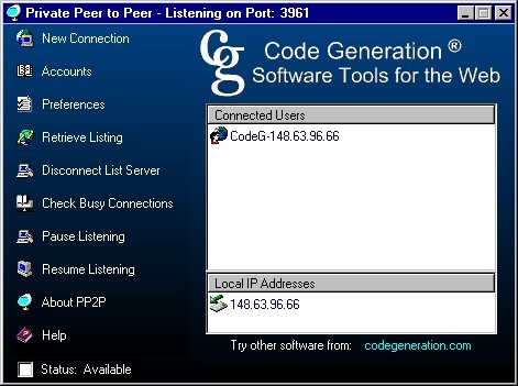 Private Peer to Peer Screenshot